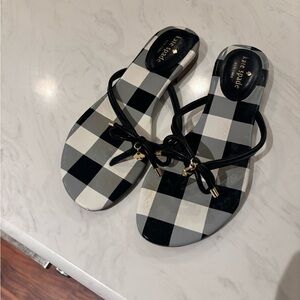 Kate Spade Monochrome Checkered Bow Sandals